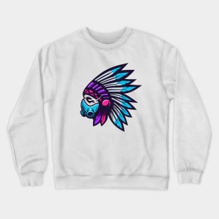 Indian tribe with gas mask iluustration Crewneck Sweatshirt